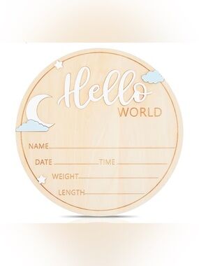 Wooden Hello World Newborn Sign